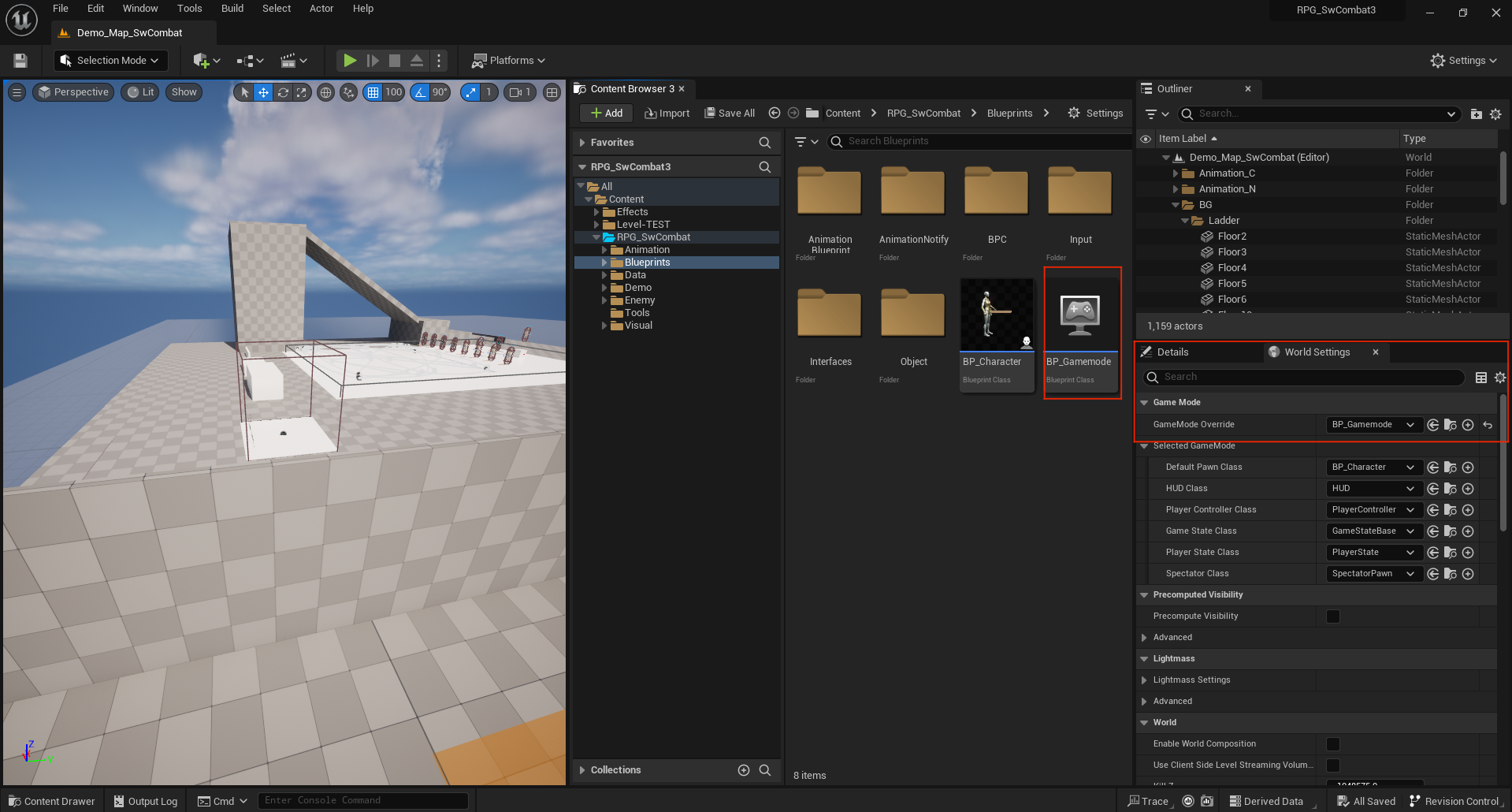 World Settings — GameMode set to BP_Gamemode